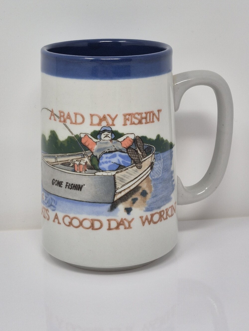 Otagiri Large Fishing Mug "A Bad Day Fishinf Beats A Good Day Working "